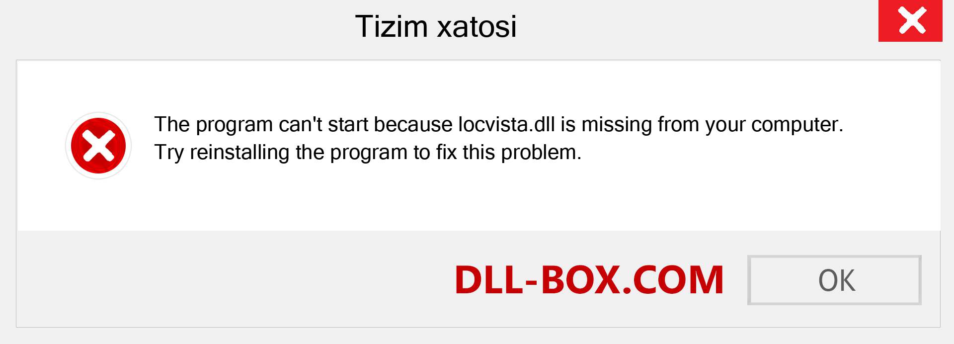 locvista.dll fayli yo'qolganmi?. Windows 7, 8, 10 uchun yuklab olish - Windowsda locvista dll etishmayotgan xatoni tuzating, rasmlar, rasmlar